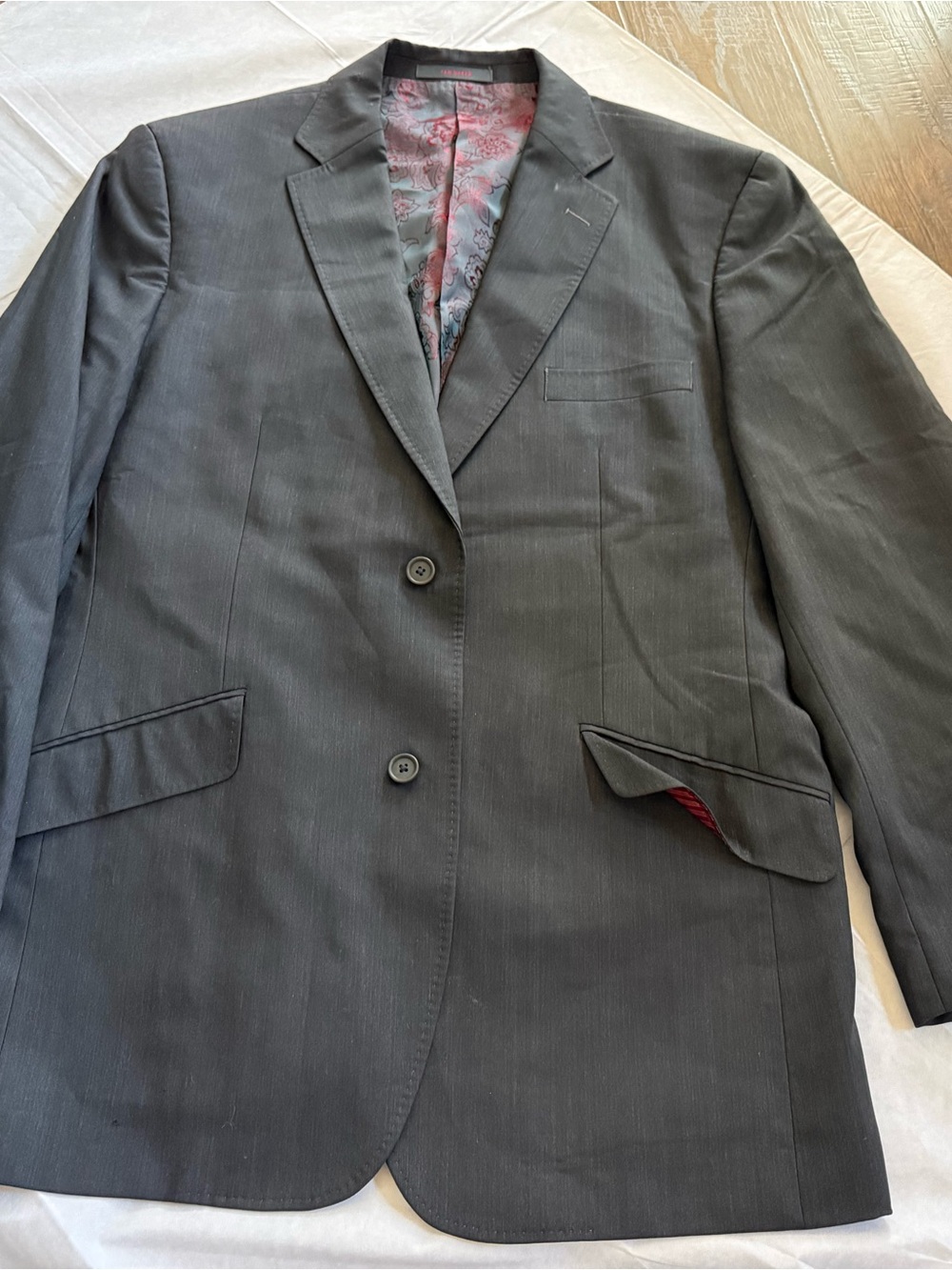 Ted Baker London Endurance Men’s charcoal gray Blazer Sport Coat Large L Paisley